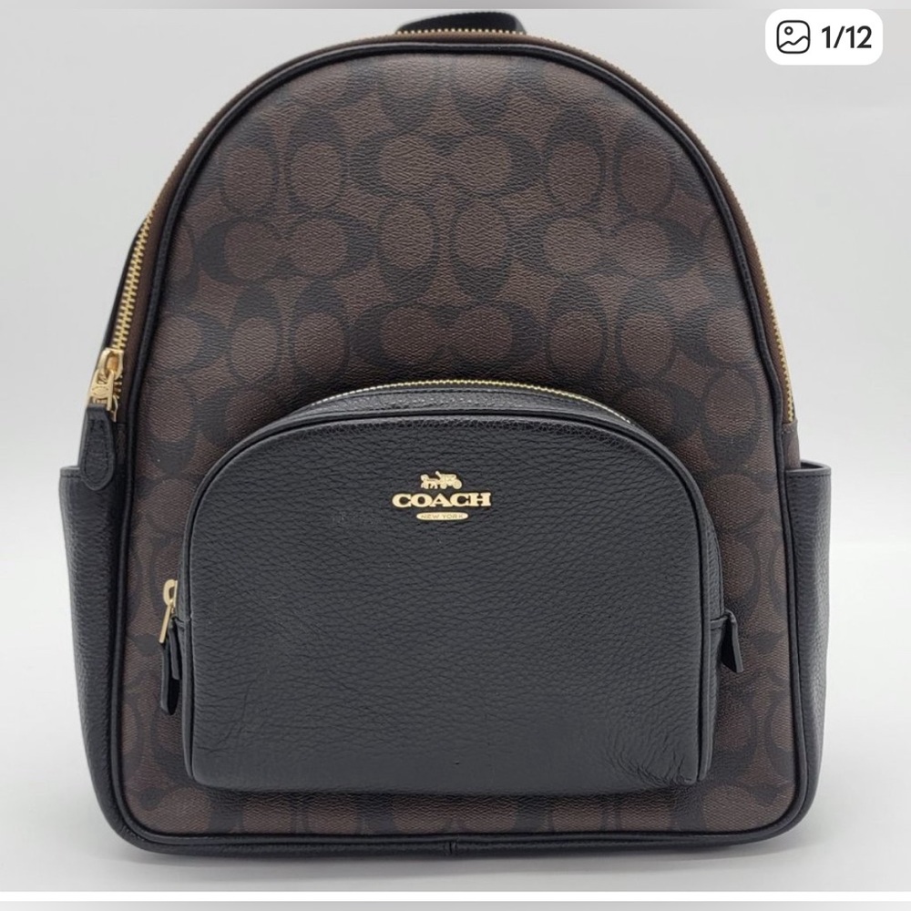 Coach Signature Brown and Black Backpack